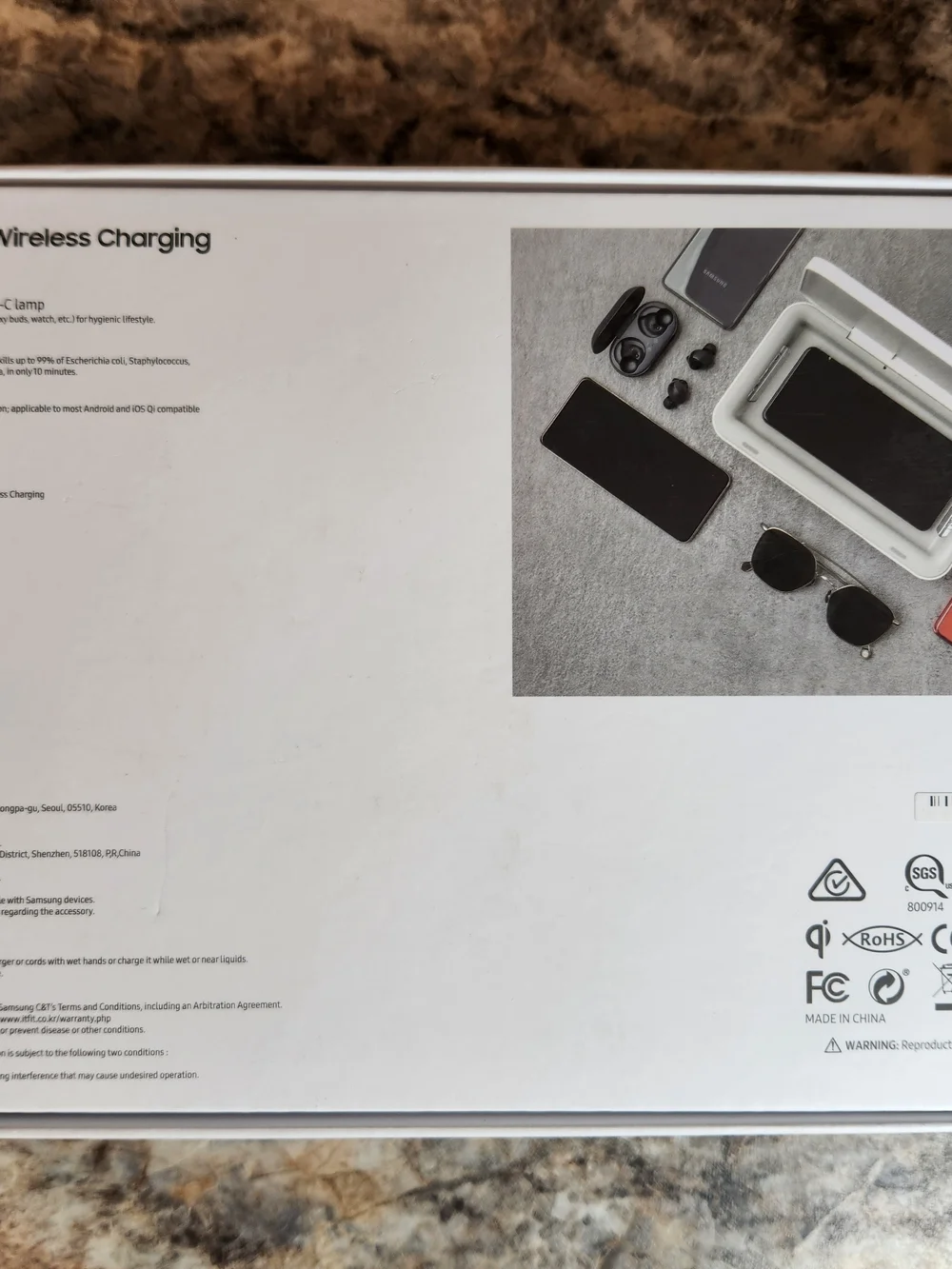 Samsung UV Sanitizer with Wireless Charging, Qi Standard, White
